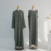Loriya Vente en gros Nouvelle robe Abaya Ramadan Ensemble deux pièces Vêtements islamiques Abaya unie Modeste Robe musulmane pour femmes