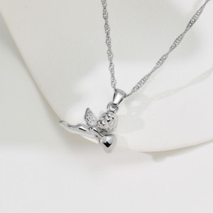 Fashionable Trendy Minimalist Design Fade-Resistant <b>Stainless</b> <b>Steel</b> Silver Plated Personalized Cupid Angel Pendant Party <b>Chains</b> - Product Image 4