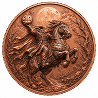 Chevalier sans tête Sleepy Hollow 1 oz .999 Cuivre fin Haute relief Citrouille Halloween Jeton de collection