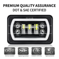 Phare LED carré YD 4X6 pour voiture, lumière blanche DRL, clignotant ambre, faisceau haut/bas scellé, remplacement pour Ford Truck Offroad