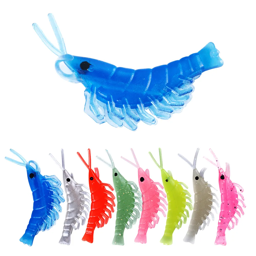 20pcs/bag Soft Lure Shrimp Swim Baits Vivid Fishing Lures Artificial Freshwater Saltwater Soft Bait