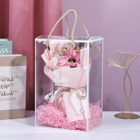 Boîte transparente personnalisée boîte cadeau bricolage fleurs anniversaire boîte d'emballage portable avec logo personnalisé