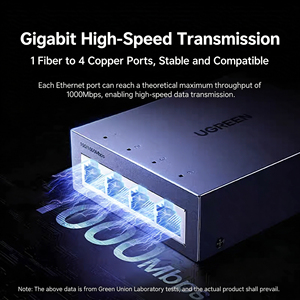 Convertisseur de média UGREEN CM368 Gigabit monomode monofibre 1 SC 4 ports Ethernet RJ45 Transmission 3KM - Product Image 2