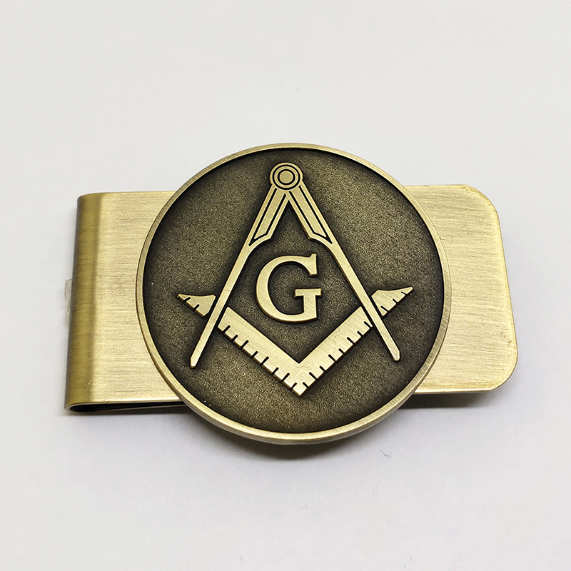 Качественный золотистый антилатунный зажим для денег Masonic, эмалированные заколки, держатель для кредитных карт, зажим для бумажника