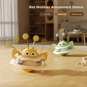 Juguete para Gatos de PP, Bandeja de Juego con Forma de Abeja, Entretenimiento Automático, Alivio del Aburrimiento, Plato Giratorio - Product Image 1