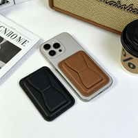Support pliable invisible multifonctionnel, porte-cartes en cuir magnétique 2 en 1, pochette de bureau, support universel, accessoire