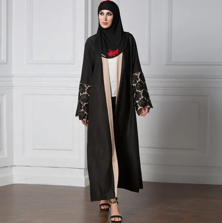 Laatste Nieuwe Ontwerpen Borduren Vest Islamitische Kleding Voor Open Kimono Arabische Stijl Dubai Moslim Abaya Voor Vrouwen