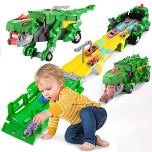 Camión Monstruo <span class=keywords><strong>de</strong></span> Dinosaurios para Niños, Transportador <span class=keywords><strong>de</strong></span> Autos, <span class=keywords><strong>Pista</strong></span> <span class=keywords><strong>de</strong></span> Carreras Plegable con 2 Autos <span class=keywords><strong>de</strong></span> Juguete <span class=keywords><strong>de</strong></span> Metal <span class=keywords><strong>de</strong></span> Aleación con Fricción - Product Image 1