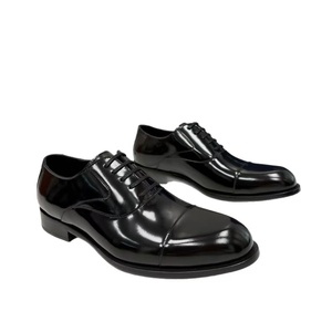 Chaussures habillées Oxford en cuir véritable noir à bout rond, à lacets, couleur unie, pour le bureau et la carrière, pour hommes, toutes saisons, semelle extérieure en caoutchouc, chaussures cd - Product Image 1