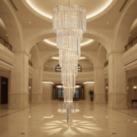 Lustre moderne de luxe ZhongYi pour escalier, luminaire élégant à LED avec tubes transparents en cristal, lampe de salon 3500K blanc chaud 360°