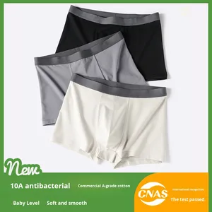 Sous-vêtements pour hommes en coton de classe A (95 % coton, 5 % élasthanne) - Boxer respirant antibactérien 10A pour adultes avec logo à la taille - Product Image 2