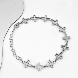 Hot Selling Simple Popular Design Hollowed Out Cross <b>Chain</b> Bracelet <b>Titanium</b> Steel Unisex's Bracelets Trendy Jewelry Wholesale - Product Image 2