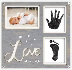 Wholesale celebrate newborn baby hand print and foot print photo frame walldecorative painting art