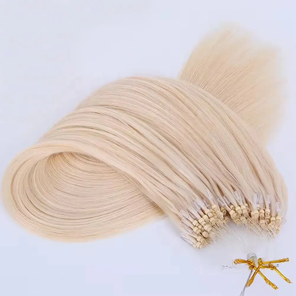 Juancheng Usine Vente Directe Produits de Beauté 100% Extensions de Cheveux Humains Blonde Micro Ligne Extensions de Cheveux Humains