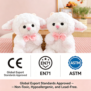 Peluche di Agnello Carino da 8 Pollici, Pecora Morbida Riccia, Bambola di Peluche con Fiocco Rosa, Confortante e Abbracciabile, Regalo di Compleanno, Decorazione per Cameretta Bambini - Product Image 4