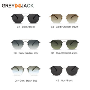 Gafas de sol unisex Grey Jack con montura metálica, protección UV400 negra, tipo 3 lentes para conducir y estar a la moda - Product Image 2