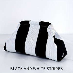 กระเป๋าโท้ทลายถักมาใหม่พร้อมลวดลายเมฆกระเป๋าจัดเครื่องสำอางบล็อกสีประจำวันความจุขนาดใหญ่ - Product Image 3