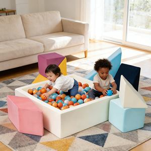 Piscine à balles pour tout-petits, ensemble de tangram carré, piscines à balles pour bébés, piscine à balles en mousse à mémoire de forme, idéale pour les filles et les garçons - Product Image 3