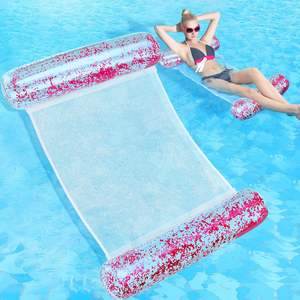 Flotador de Piscina de Malla de PVC con Brillo Rosa, Hamaca Inflable para Agua - Product Image 1