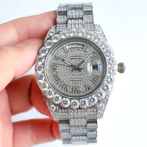 Montre en acier inoxydable avec diamants en moissanite de luxe en gros, 40 mm, or brillant, hip hop, automatique, mécanique, mouvement ETA, 100 bars - Product Image 2