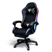Chaise de jeu ergonomique avec éclairage LED RGB, chaise d'ordinateur de style course en cuir PU, chaise pivotante inclinable pour salle de jeux