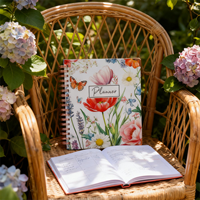 Organiseur hebdomadaire de fleurs personnalisé en format A4, carnet à spirales, agenda, planificateur, carnet personnalisé imprimé