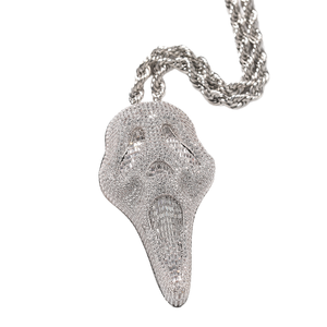 Collar con Colgante <span class=keywords><strong>de</strong></span> Calavera Gritando, Estilo Punk Hip Hop, Personalizado, Exagerado, con Incrustaciones <span class=keywords><strong>de</strong></span> Diamantes, para Hombres Raperos - Product Image 1