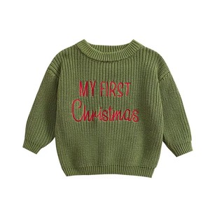 My First Christmas Baby Clothes Suéteres de punto con cuello redondo Jumpers Suéteres para bebés - Product Image 4