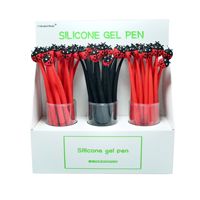 Stylo gel créatif en forme de feuille de tournesol porte-bonheur de dessin animé, stylo signature en forme de fleur musicale, encre scintillante, plastique, métal, bambou, 0,5 mm