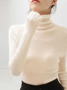 Hot Sale Korean Wool Blended Knitwear Casual Blank Soft Knitted Sweater Basic Turtleneck Sweaters Women's <strong>Woolen</strong> <strong>Top</strong> - Product Image 4