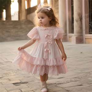 Robes espagnoles en dentelle pour bébés Fête Robe pour filles rose à volants Vente en gros Vêtements pour enfants Vêtements pour enfants de 2 à 6 ans - Product Image 6