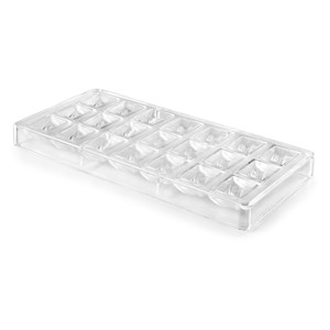 Stampo per cioccolato ondulato con 24 cavità, in plastica trasparente, per la preparazione di dolci - Product Image 1
