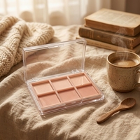 Boîte à fards à paupières en acrylique transparente à 6 compartiments avec couvercle rabattable pour blush/enlumineur, emballage cosmétique personnalisé