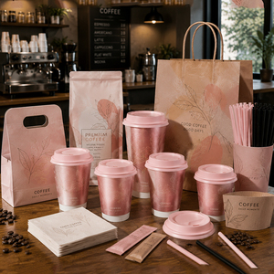 Gobelets en papier blanc à double paroi personnalisés avec logo, 10 oz, 12 oz, 16 oz, gobelets en papier <span class=keywords><strong>rose</strong></span> pour café, gobelets en papier jetables pour bubble tea avec couvercles pour café - Product Image 1