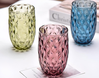 Gobelets en verre pressé de qualité professionnelle, style vintage, verre à eau et à jus vert pour les restaurants haut de gamme, fournitures de restauration