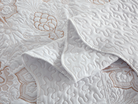 Boryard putih bordir kualitas baik indah elegan pola Polyester Queen King 3 buah Set seprai