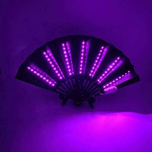 33Cm LED Large Clack Bamboo <b>Hand</b> <b>Fans</b> With Bamboo Ribs and White or Black Fabric - Product Image 3