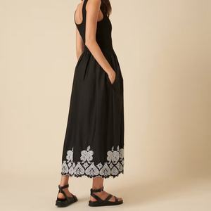 Vestidos de Lino Nuevos de Fabricante Original para Mujer, Bordado Floral, Algodón, Cintura Alta, Corte Holgado, Casual, Moda de Verano - Product Image 3