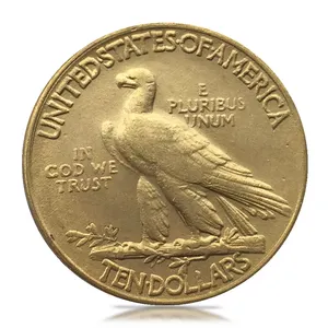 Venta/venta de monedas de oro viejo de diseño libre de la señora americana liberty, forma redonda, estampado de monedas europeas antiguas