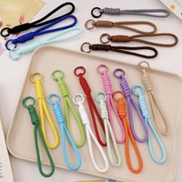 Cordon tressé en nylon coloré fait main avec mousqueton anti-perte, lanière manuelle, porte-clés, kit de bricolage pour pendentifs de poupées et téléphones