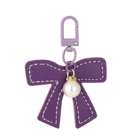 Porte-clés en cuir PU avec nœud pour décorations de fête Coquette, pendentif élégant en forme de nœud, cadeaux pour la salle de classe et usage quotidien