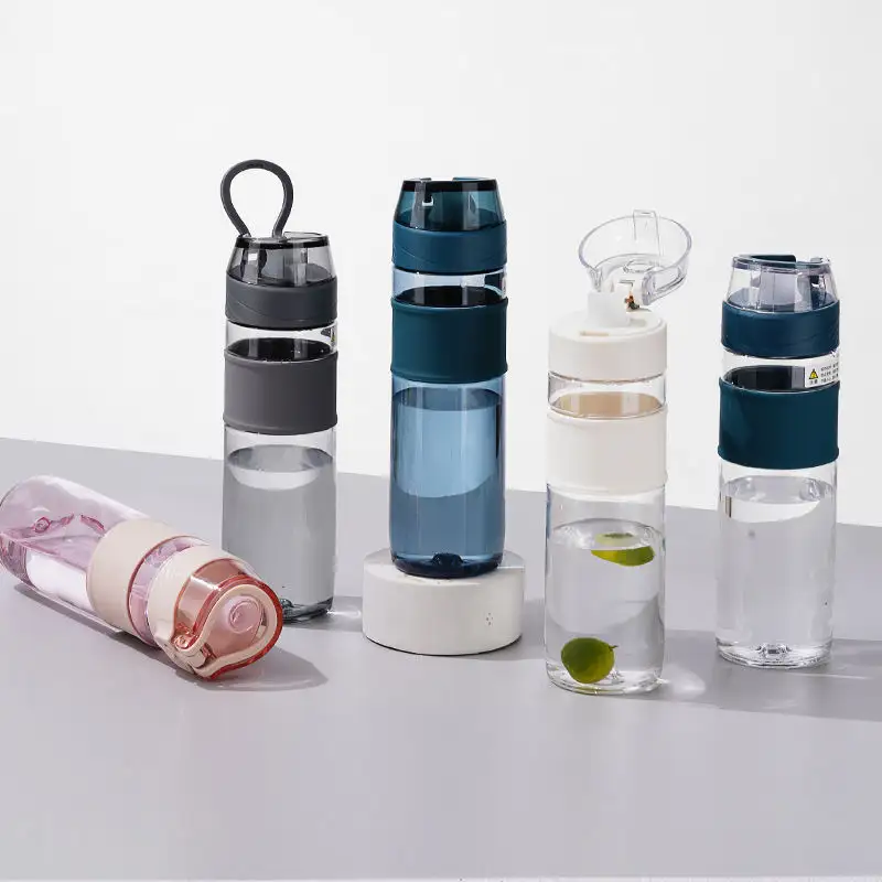 Wholesale New Style Plastic Water Bottle Custom Logo Clear Plastic Drinking Sport Water Bottle With Handle Lid