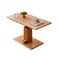 Table basse en bois massif réglable en hauteur, écologique, multifonctionnelle, en chêne, double usage bureau/table à manger, style moderne et minimaliste pour