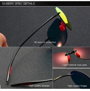 DUBERY-gafas de sol clásicas para hombre, lentes de sol polarizadas con forma de corazón, UV400, Vintage, montura negra, venta al por mayor - Product Image 6