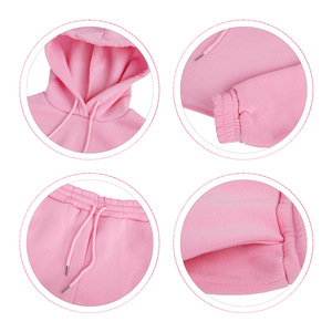 HR8193 Costume trois pièces pour femmes de la mode européenne et américaine Pantalon de <span class=keywords><strong>jogging</strong></span> à capuche avec cordon de serrage doublé polaire pour l'hiver en <span class=keywords><strong>coton</strong></span> à capuche - Product Image 4
