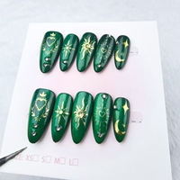 Ongles à pression de type A en amande ongles à gaz vert réutilisables purs faits à la main