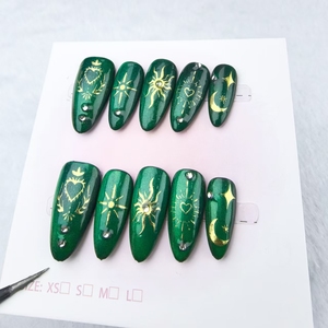 Clavos a presión tipo A <span class=keywords><strong>de</strong></span> almendra estilo <span class=keywords><strong>gas</strong></span> verde uñas hechas a mano puras reutilizables - Product Image 6