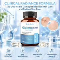 Capsules de Glutathion Naturel et Sain, Complément Naturel pour la Peau, Soutient l'Anti-Âge et un Teint Éclatant