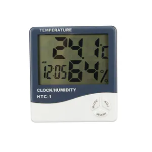 LD jam Alarm pengukur temperatur dalam ruangan, Jam Alarm pengukur temperatur cuaca higrometer Digital elektronik dengan LCD untuk HTC-1