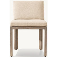Chaises de salle à manger d'extérieur en teck massif, design sans accoudoirs, courbes douces, mobilier de luxe moderne pour jardin